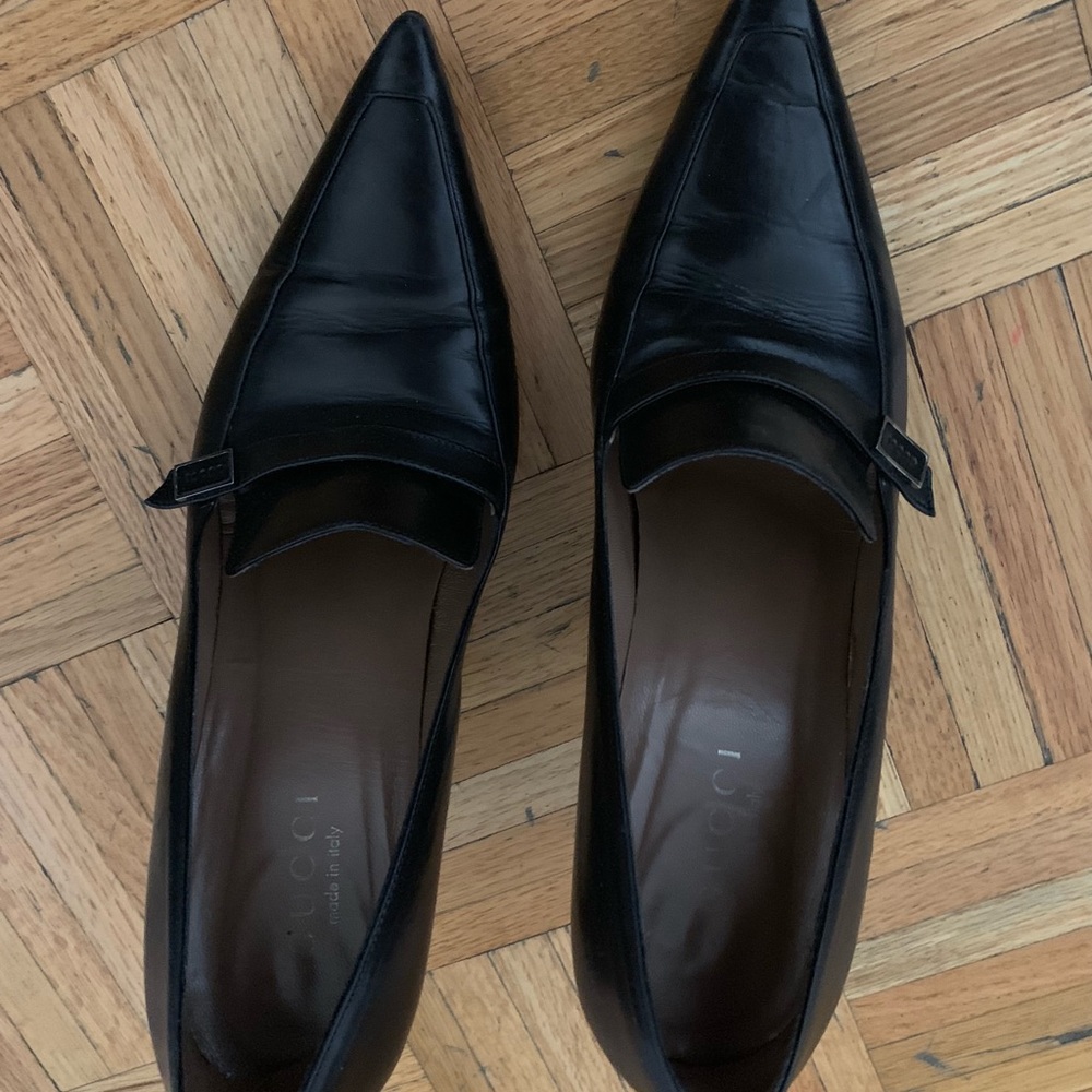 Black Leather Gucci Heels